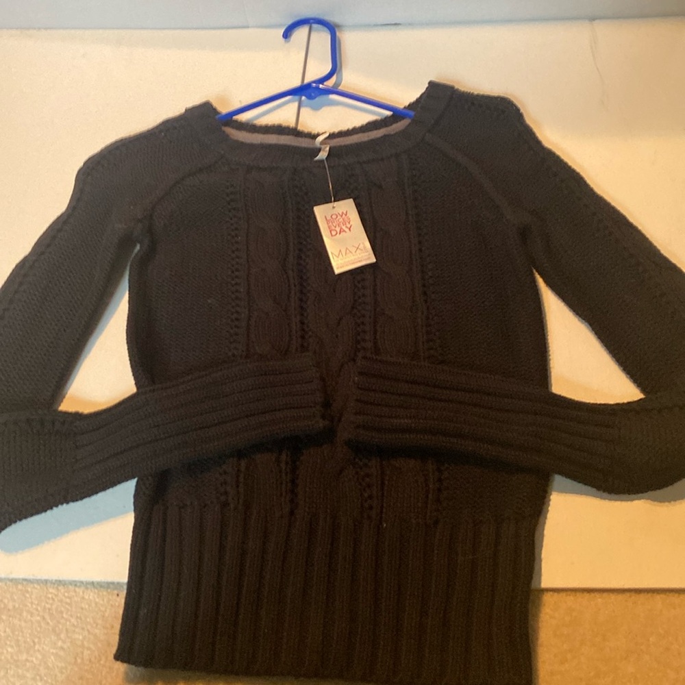 NWT Max Rave Black Heavy Cable Stitch Ribbed Winter Sweater